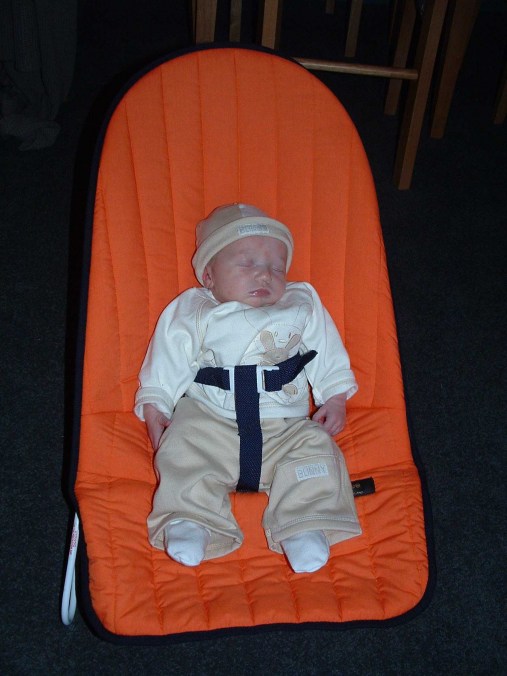 Isabel in her bouncer May 2005 aged 11 days.